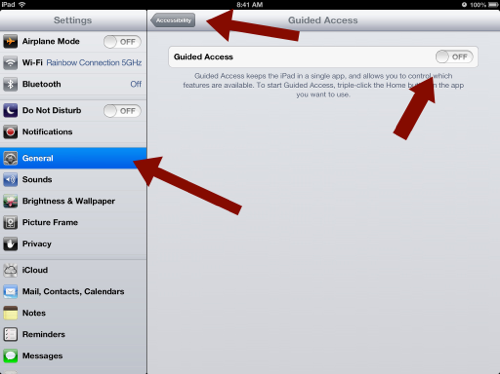 Guided Access Setup for iPad